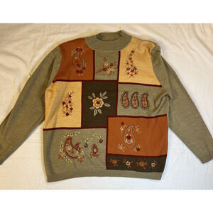 Alfred Dunner Women’s Embellished Vintage Fall Sweater Size XL Y2K Lightweight